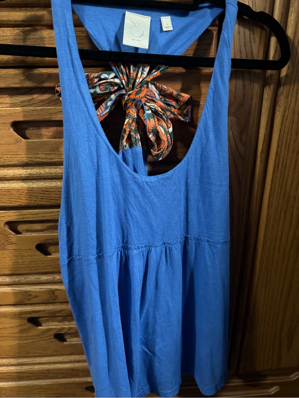 E by Eloise Bright Blue Scoop-Back Tank Top size M